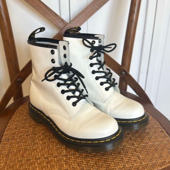 Dr. Martens 1460 white leather combat boots size 6 - Picture 5 of 14